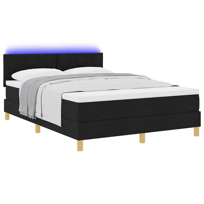 Letto a Sorgente LED con strisce LED Nero 140 x 200 cm Tessuto | homemem39