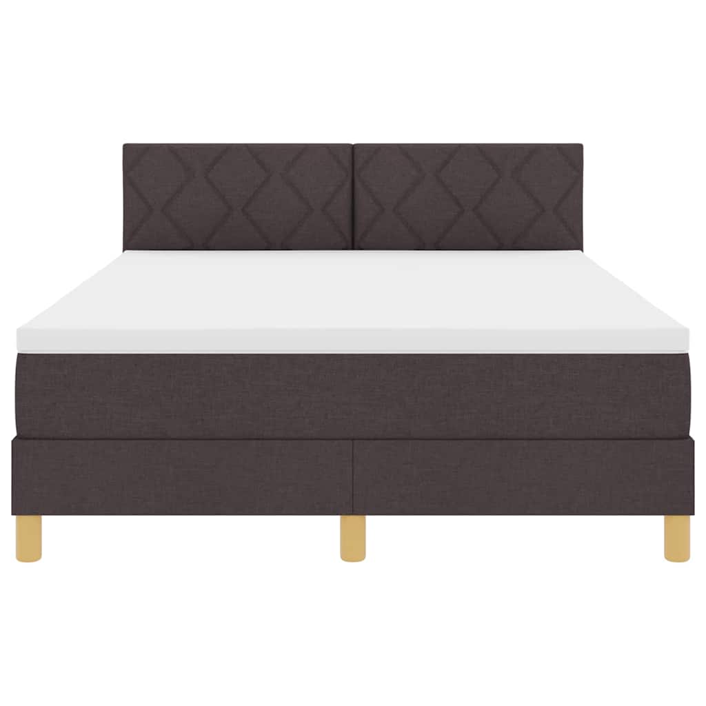 Letto a Sorgente LED Marrone Scuro 140 x 200 cm Tessuto