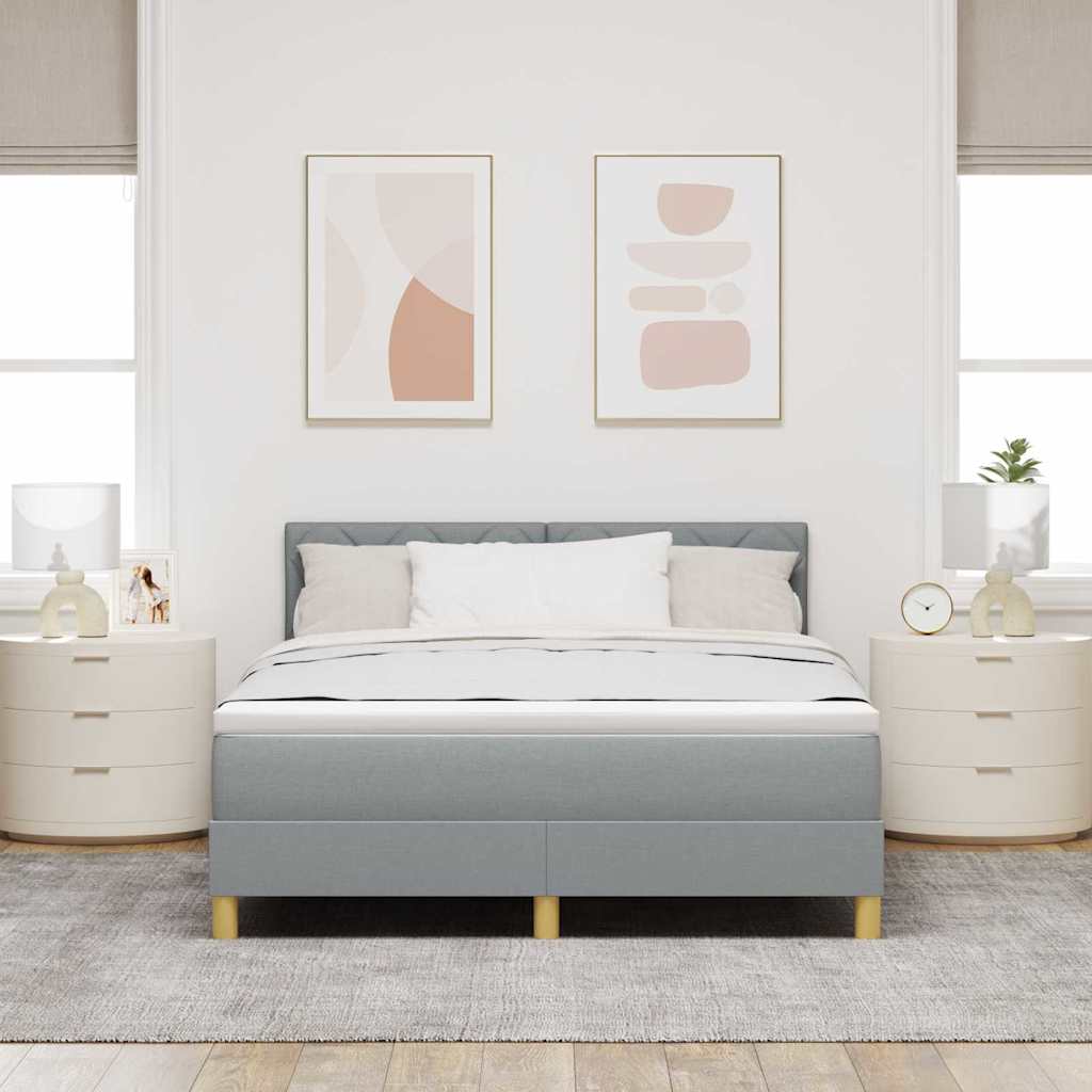 Letto a Sorgente LED Grigio chiaro 160 x 200 cm Tessuto | homemem39