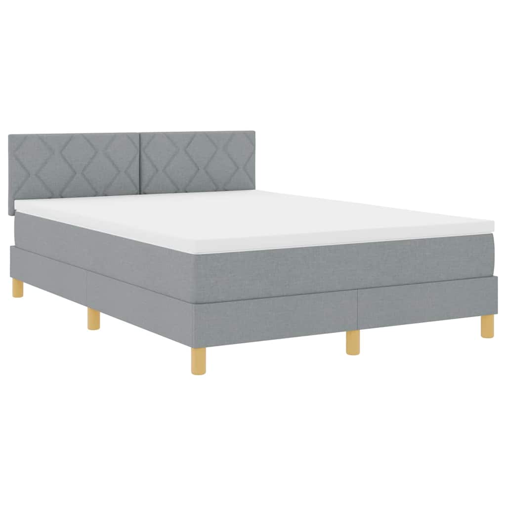 Letto a Sorgente LED Grigio chiaro 160 x 200 cm Tessuto