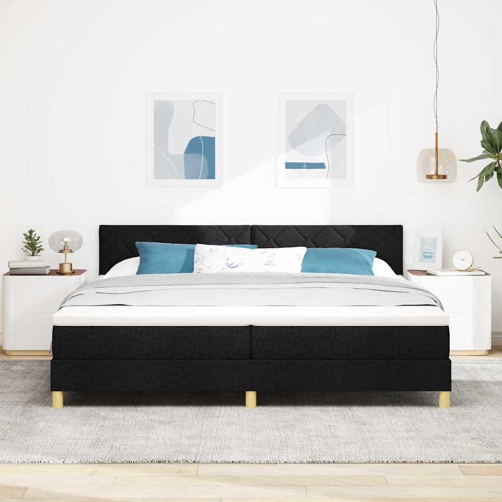 Letto a Sorgente LED con strisce LED Nero 200 x 200 cm Tessuto | homemem39