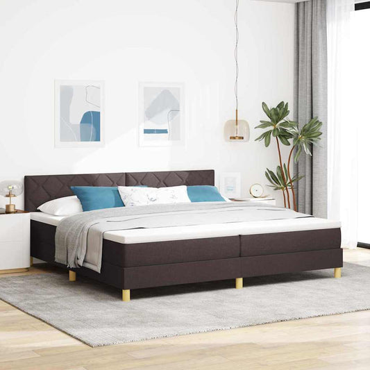 Letto a Sorgente LED Marrone Scuro 200 x 200 cm Tessuto | homemem39