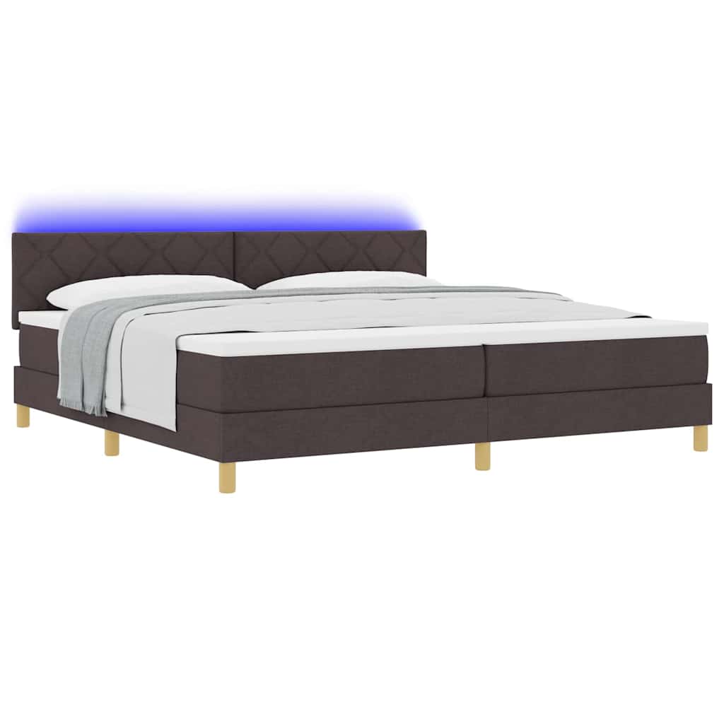 Letto a Sorgente LED Marrone Scuro 200 x 200 cm Tessuto | homemem39