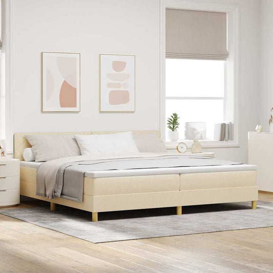 Letto a Sorgente LED con strisce LED Crema 200 x 200 cm Tessuto | homemem39