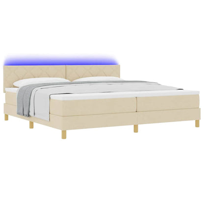 Letto a Sorgente LED con strisce LED Crema 200 x 200 cm Tessuto | homemem39