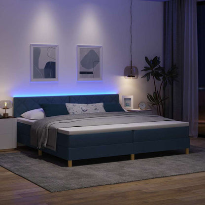 Letto a Sorgente LED con strisce LED Blu 200 x 200 cm Tessuto | homemem39