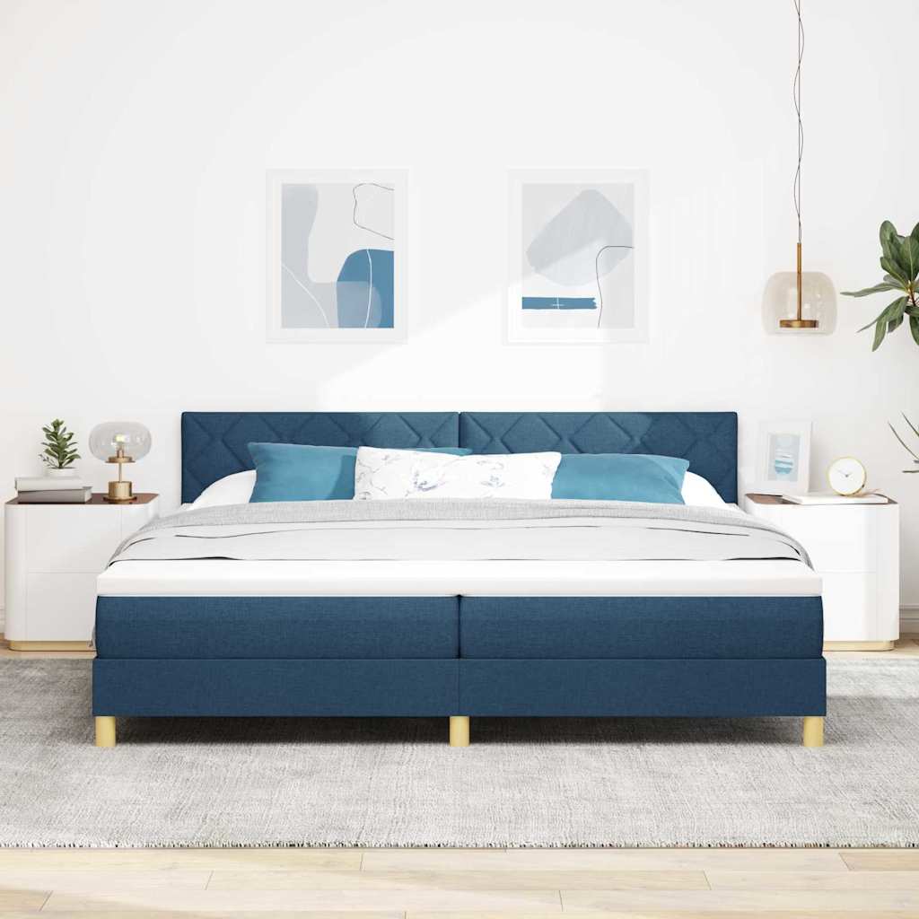 Letto a Sorgente LED con strisce LED Blu 200 x 200 cm Tessuto | homemem39