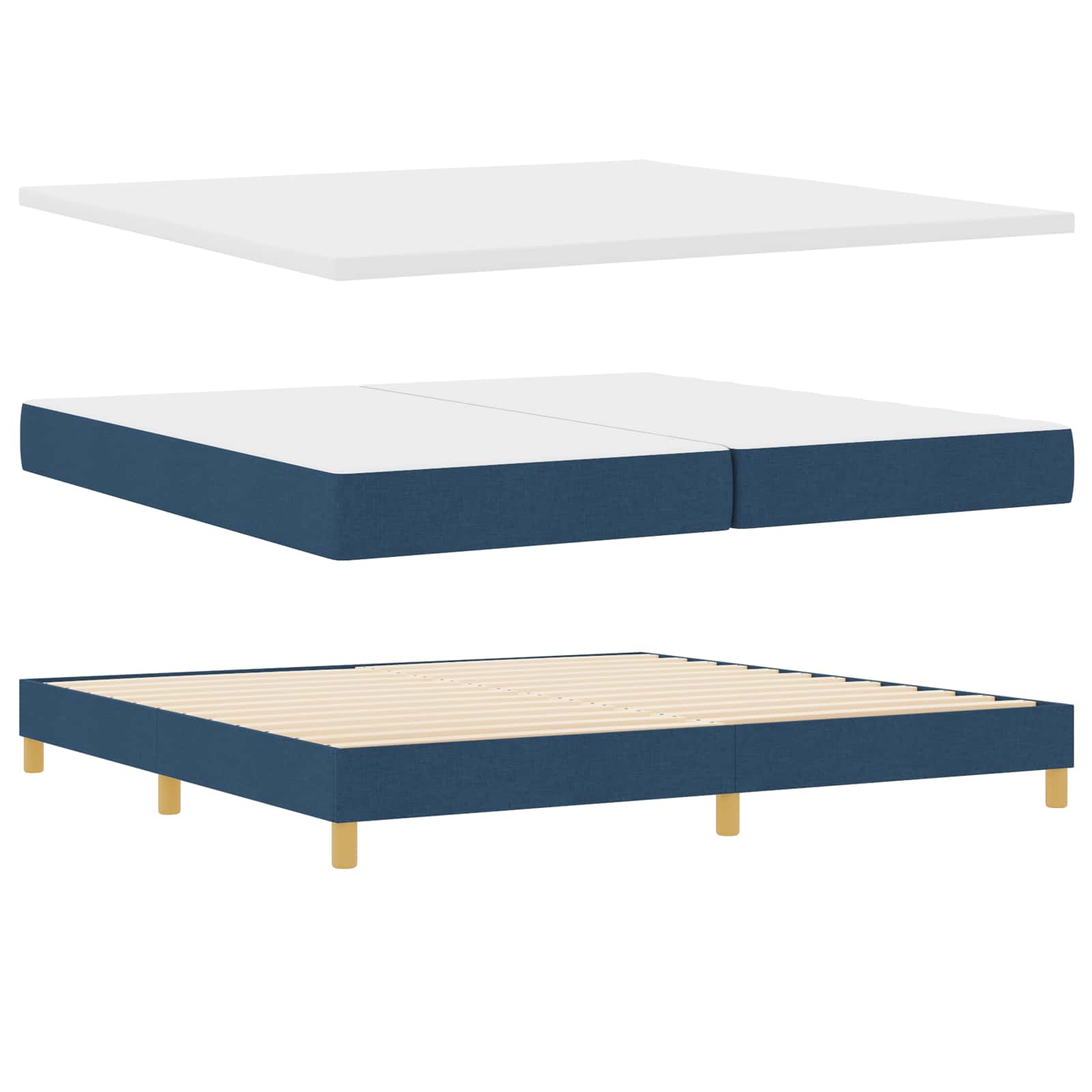 Letto a Sorgente LED con strisce LED Blu 200 x 200 cm Tessuto | homemem39