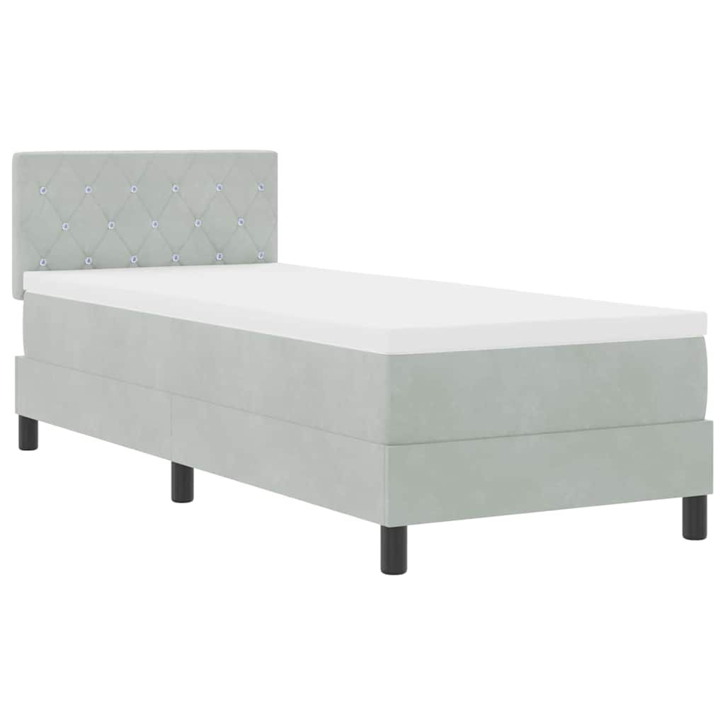 Letto a Sorgente LED con led Grigio chiaro 80 x 200 cm Velluto | homemem39