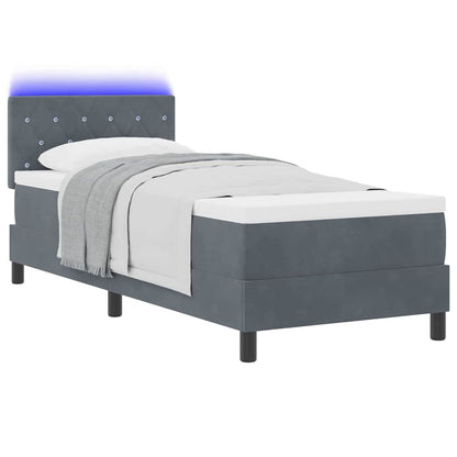 Letto a Sorgente LED con led Grigio scuro 80 x 200 cm Velluto | homemem39