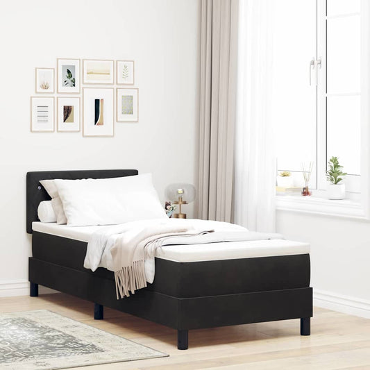 Letto a Sorgente LED con materasso Nero 80 x 200 cm Velluto | homemem39