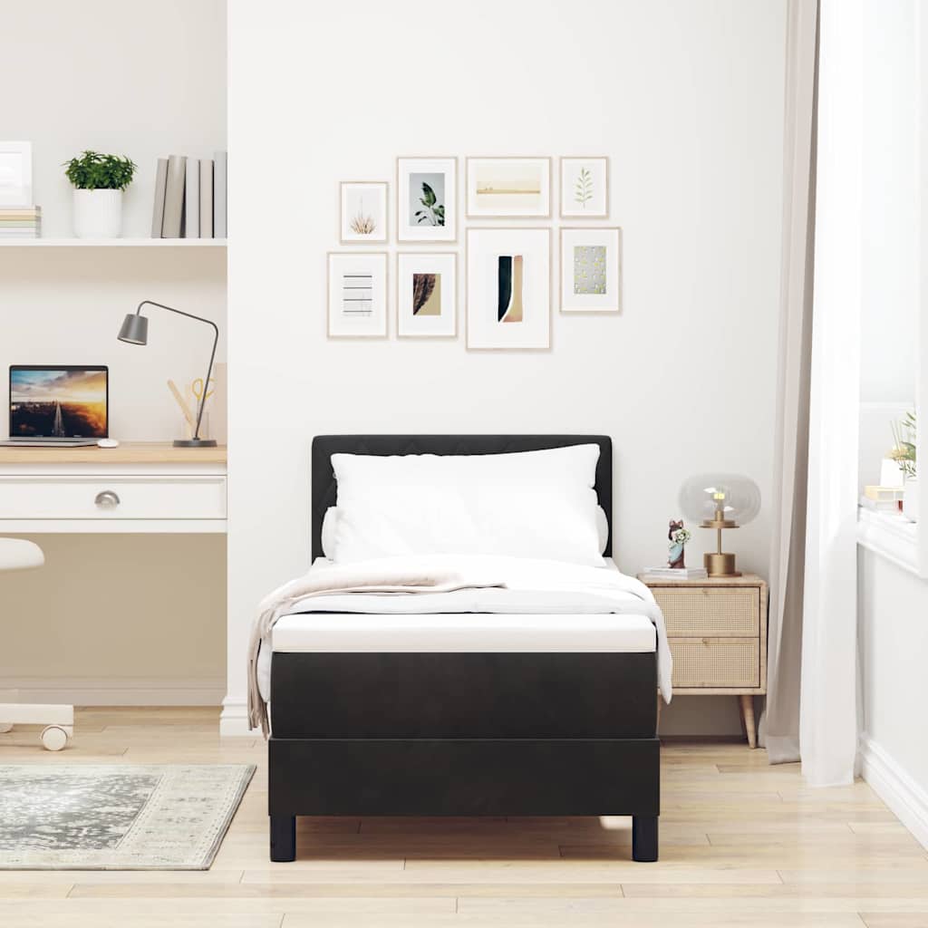 Letto a Sorgente LED con materasso Nero 80 x 200 cm Velluto | homemem39