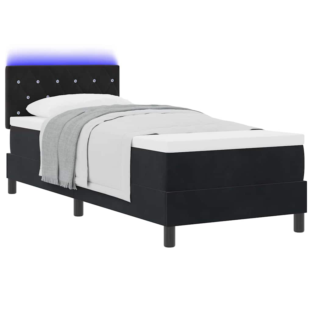 Letto a Sorgente LED con materasso Nero 80 x 200 cm Velluto | homemem39