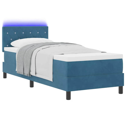 Letto a Sorgente LED con led Blu Scuro 80 x 200 cm Velluto | homemem39