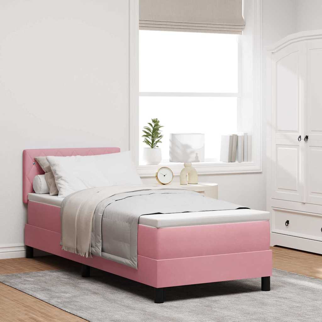 Letto a Sorgente LED con materasso Rosa 80 x 200 cm Velluto | homemem39