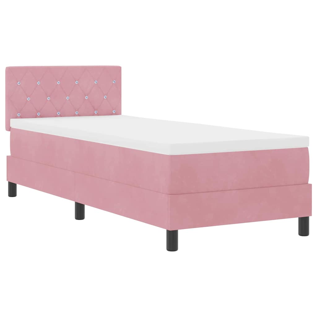 Letto a Sorgente LED con materasso Rosa 80 x 200 cm Velluto | homemem39