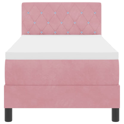Letto a Sorgente LED con materasso Rosa 80 x 200 cm Velluto | homemem39