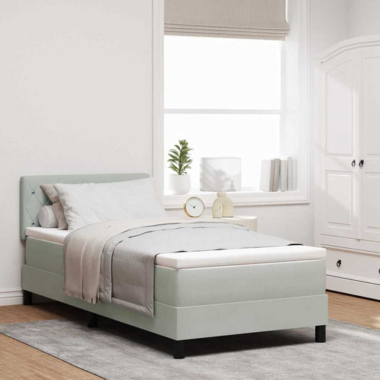 Letto a Sorgente LED con led Grigio chiaro 90 x 190 cm Velluto | homemem39