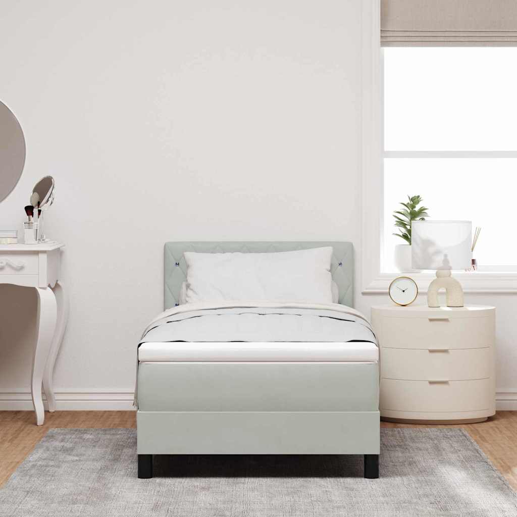 Letto a Sorgente LED con led Grigio chiaro 90 x 190 cm Velluto | homemem39