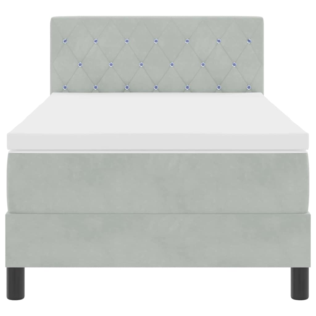Letto a Sorgente LED con led Grigio chiaro 90 x 190 cm Velluto | homemem39