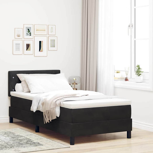 Letto a Sorgente LED con materasso Nero 90 x 190 cm Velluto | homemem39