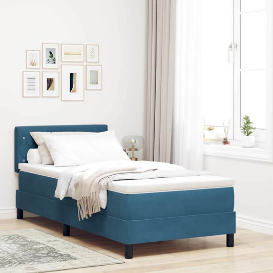Letto a Sorgente LED con led Blu Scuro 90 x 190 cm Velluto | homemem39