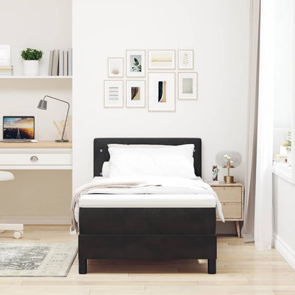Letto a Sorgente LED con materasso Nero 90 x 200 cm Velluto | homemem39