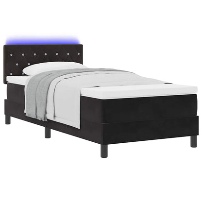 Letto a Sorgente LED con materasso Nero 90 x 200 cm Velluto | homemem39