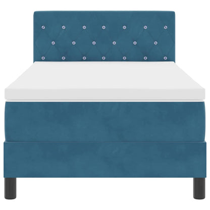 Letto a molle con testiera Blu scuro 90 x 200 cm Velluto