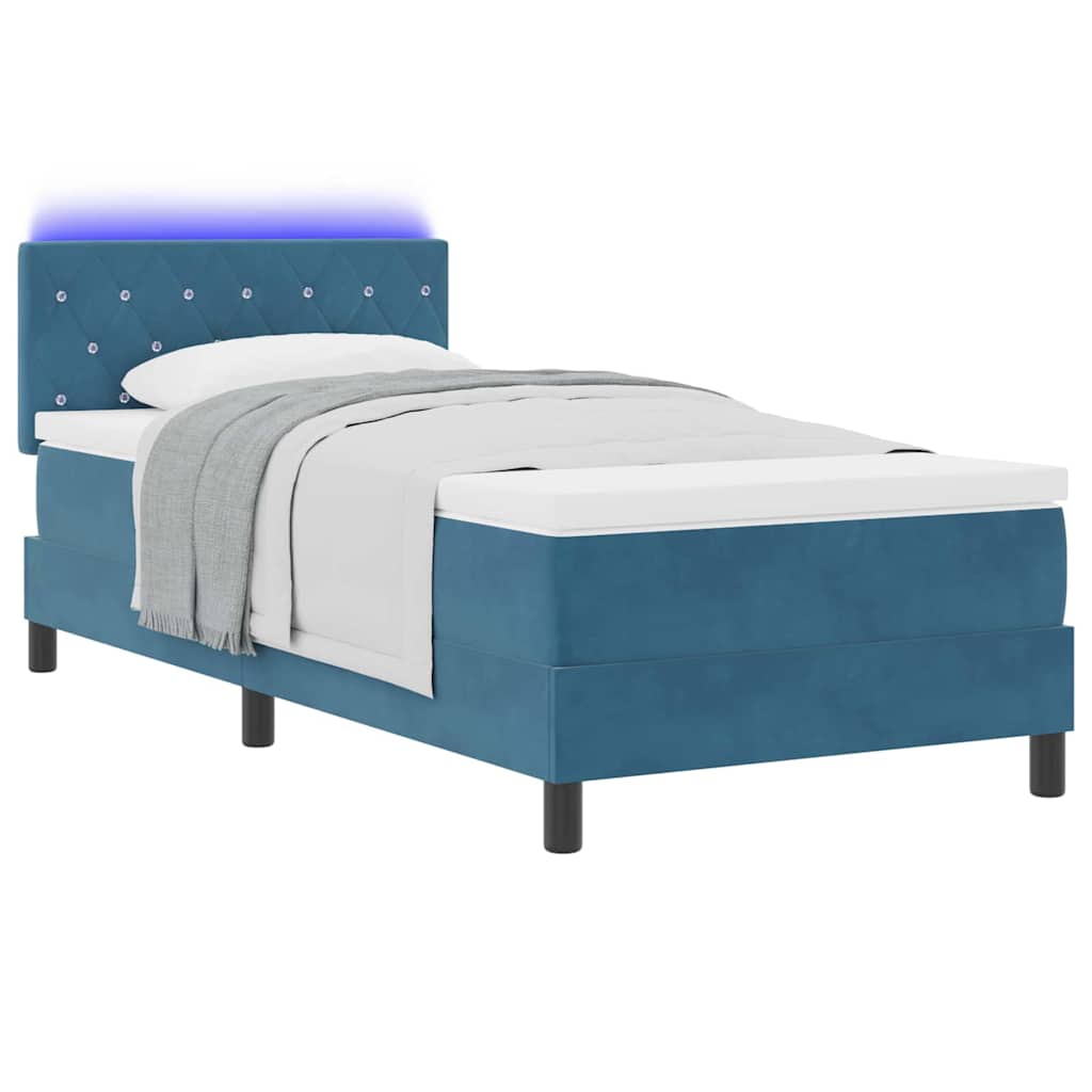 Letto a molle con testiera Blu scuro 90 x 200 cm Velluto