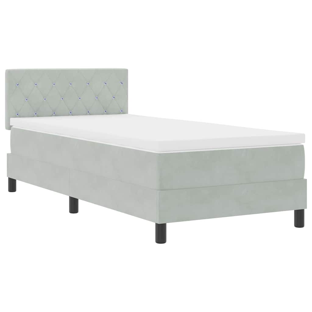 Letto a Sorgente LED con led Grigio chiaro 100 x 200 cm Velluto | homemem39