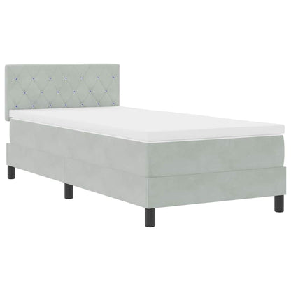 Letto a Sorgente LED con led Grigio chiaro 100 x 200 cm Velluto | homemem39