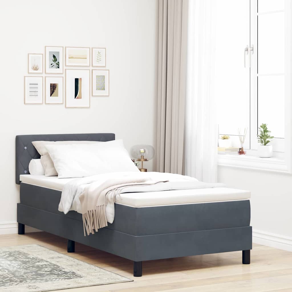 Letto a Sorgente LED con led Grigio scuro 100 x 200 cm Velluto | homemem39