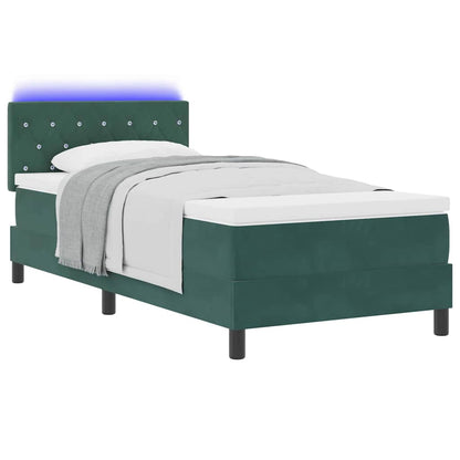 Letto a molle con testiera Verde scuro 100 x 200 cm Velluto