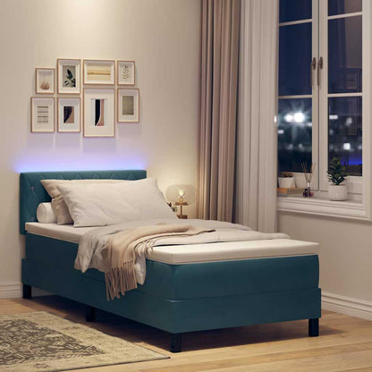 Letto a Sorgente LED con led Blu Scuro 100 x 200 cm Velluto | homemem39