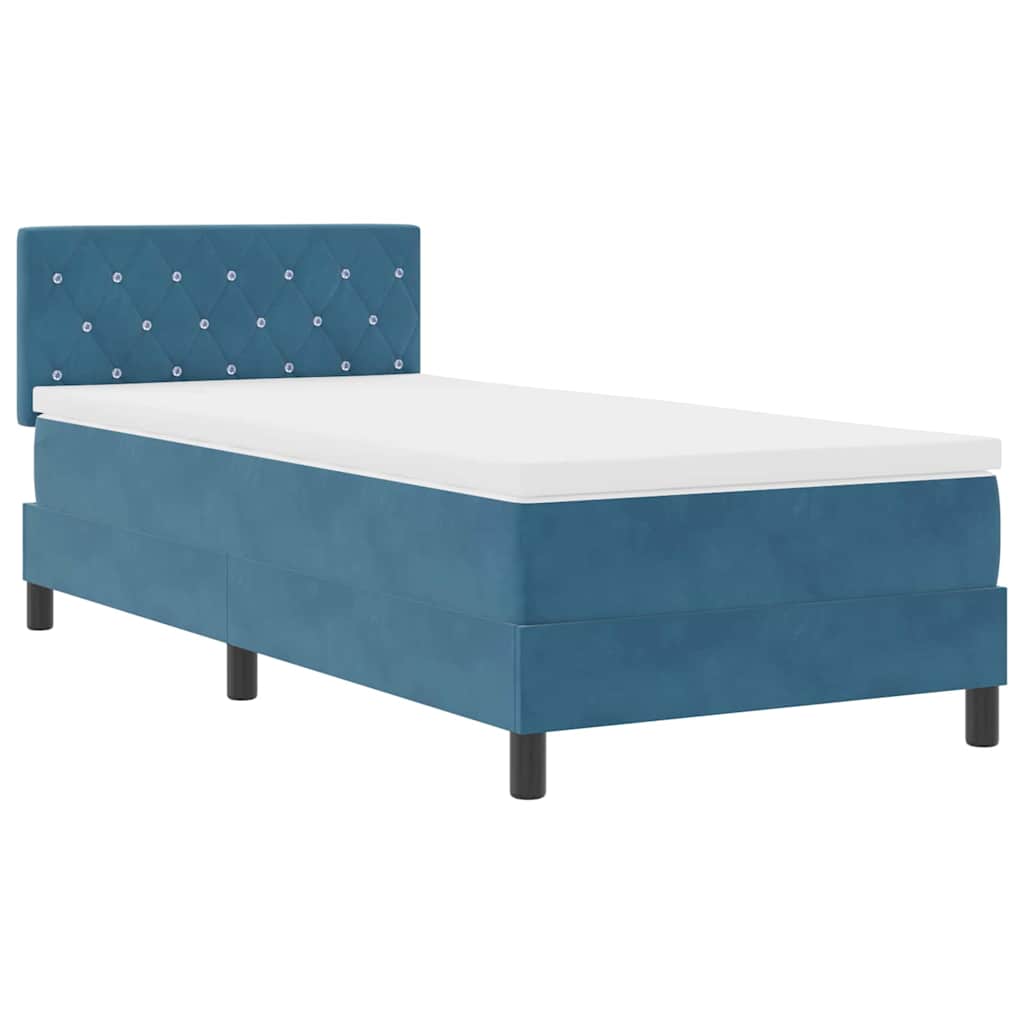 Letto a Sorgente LED con led Blu Scuro 100 x 200 cm Velluto | homemem39