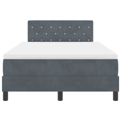 Letto a Sorgente LED Grigio scuro 120 x 190 cm Velluto