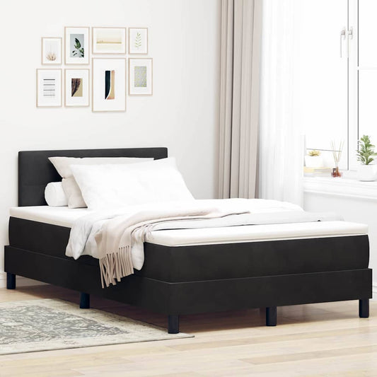 Letto a Sorgente LED con materasso Nero 120 x 190 cm Velluto | homemem39