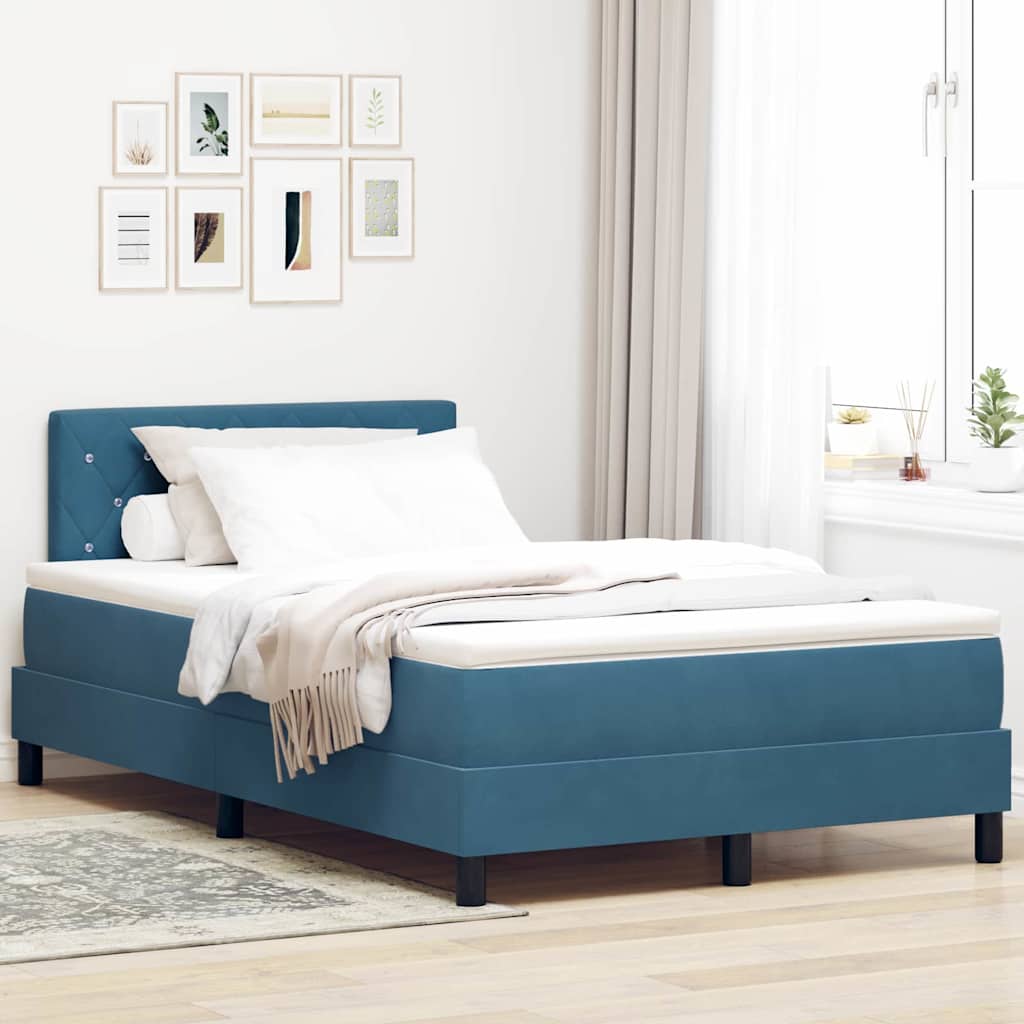 Letto a Sorgente LED con led Blu Scuro 120 x 190 cm Velluto | homemem39