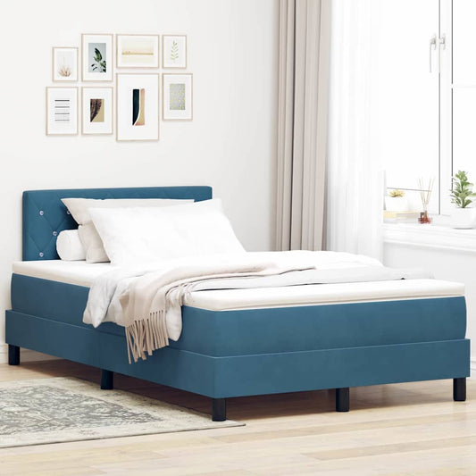 Letto a Sorgente LED con led Blu Scuro 120 x 190 cm Velluto | homemem39