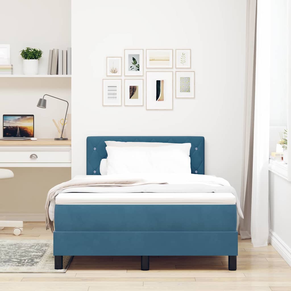 Letto a Sorgente LED con led Blu Scuro 120 x 190 cm Velluto | homemem39