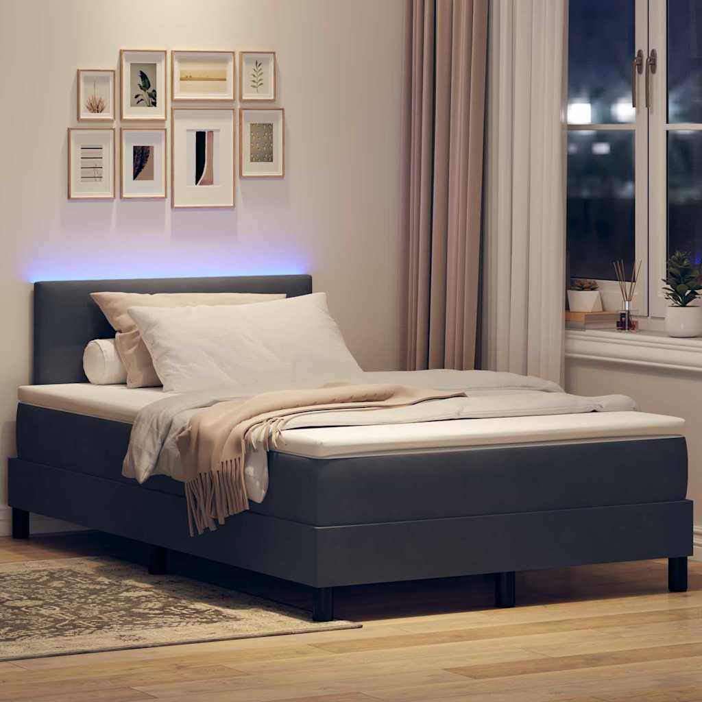 Letto a Sorgente LED Grigio scuro 120 x 200 cm Velluto