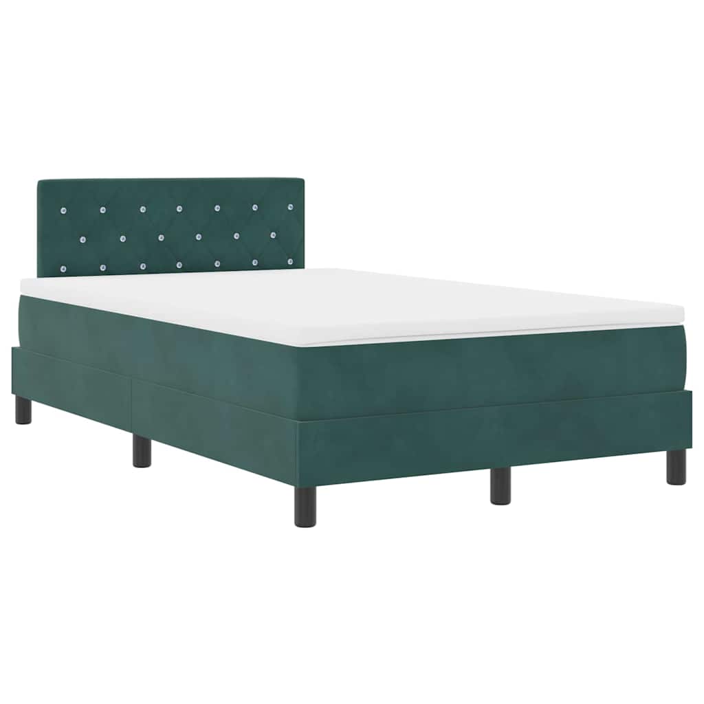 Letto a molle con testiera Verde scuro 120 x 200 cm Velluto