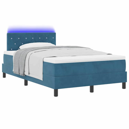 Letto a Sorgente LED con led Blu Scuro 120 x 200 cm Velluto | homemem39