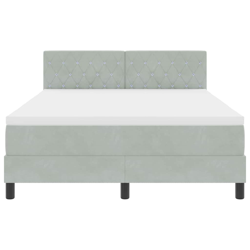Letto a molle con testiera Grigio chiaro 140 x 190 cm Velluto