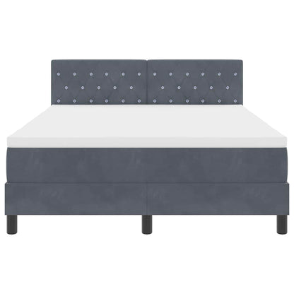 Letto a molle con testiera Grigio scuro 140 x 190 cm Velluto