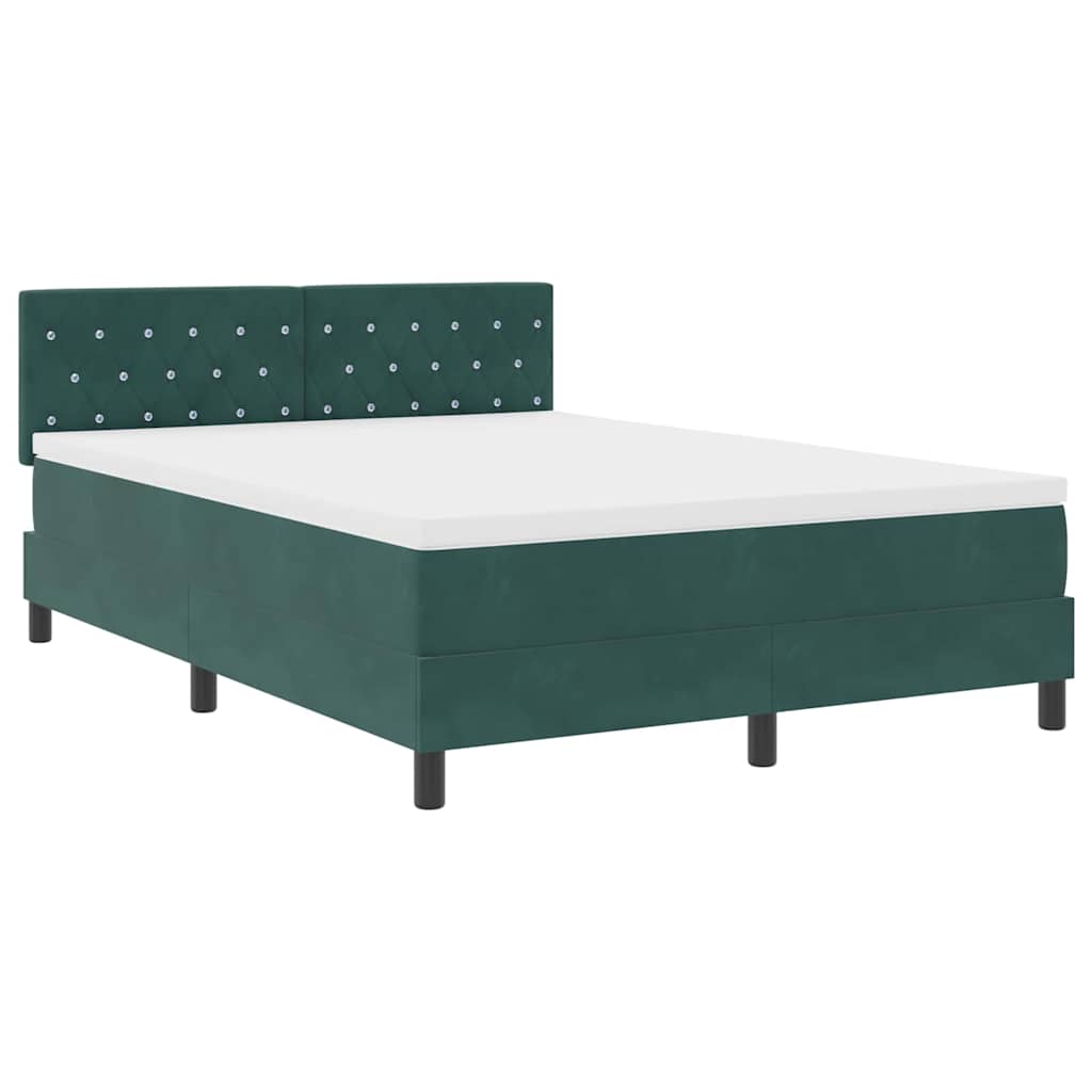 Letto a molle con testiera Verde scuro 140 x 190 cm Velluto