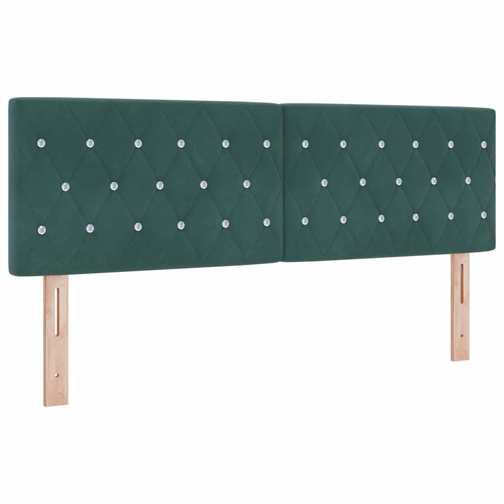 Letto a molle con testiera Verde scuro 140 x 190 cm Velluto