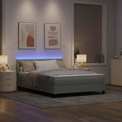 Letto a Sorgente LED con led Grigio chiaro 140 x 200 cm Velluto | homemem39