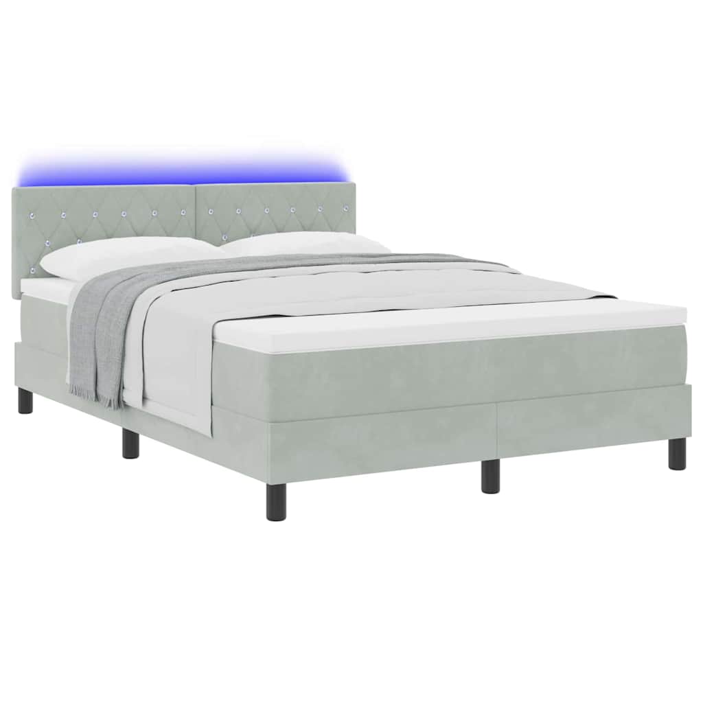 Letto a Sorgente LED con led Grigio chiaro 140 x 200 cm Velluto | homemem39